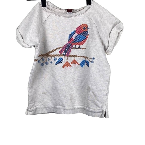 Tea Collection Bird Cross Stitch Sweatshirt - Picture 1 of 6